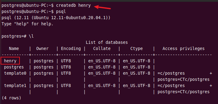 create new database on postgresql ubuntu