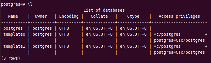 list all databases on a postgresql server