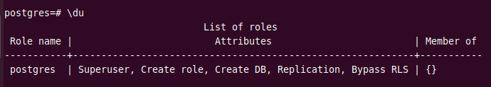 list all user roles on postgresql ubuntu
