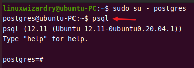 open postgresql shell on ubuntu