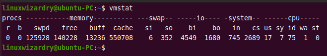 vmstat command example