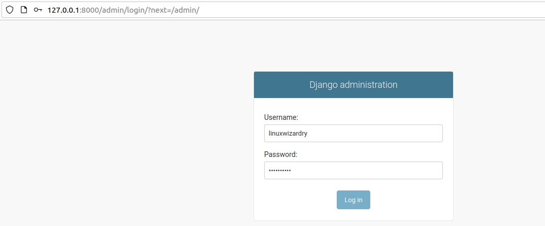django administration login page