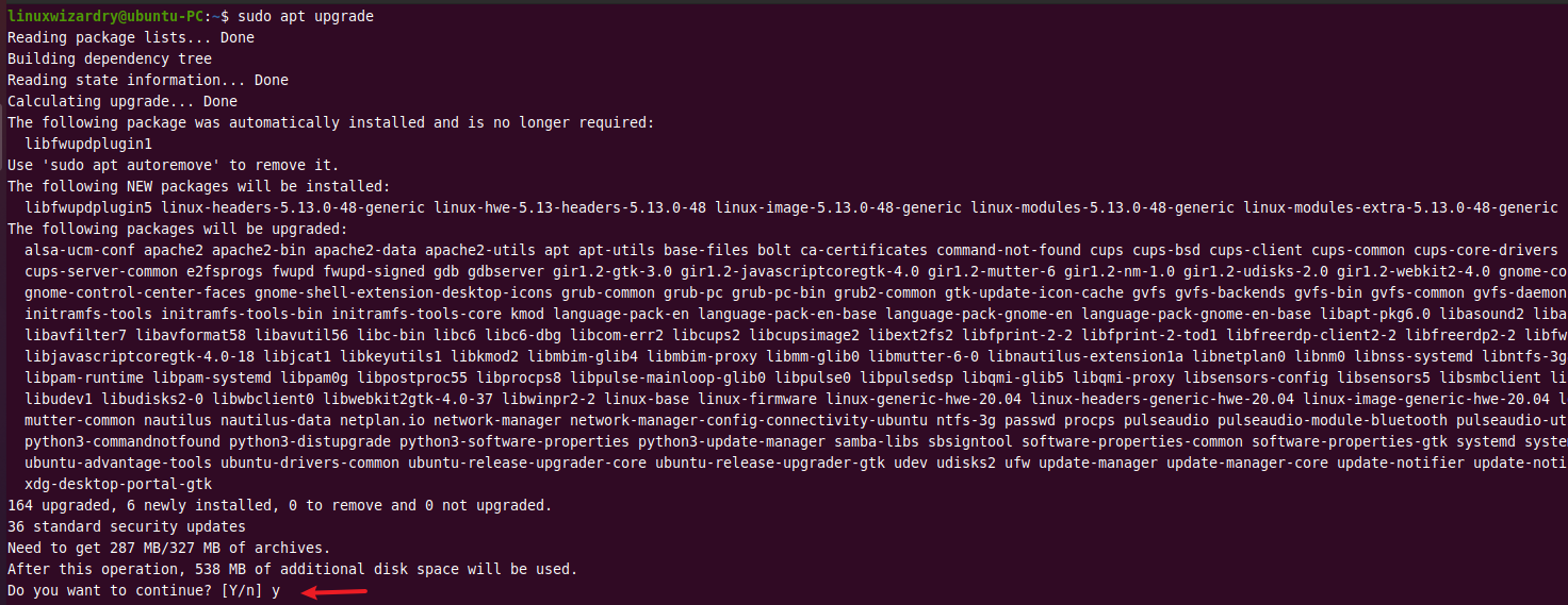 upgrade packages in ubuntu using apt command