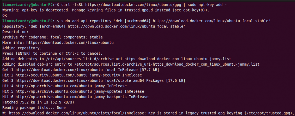 add docker repository to apt sources