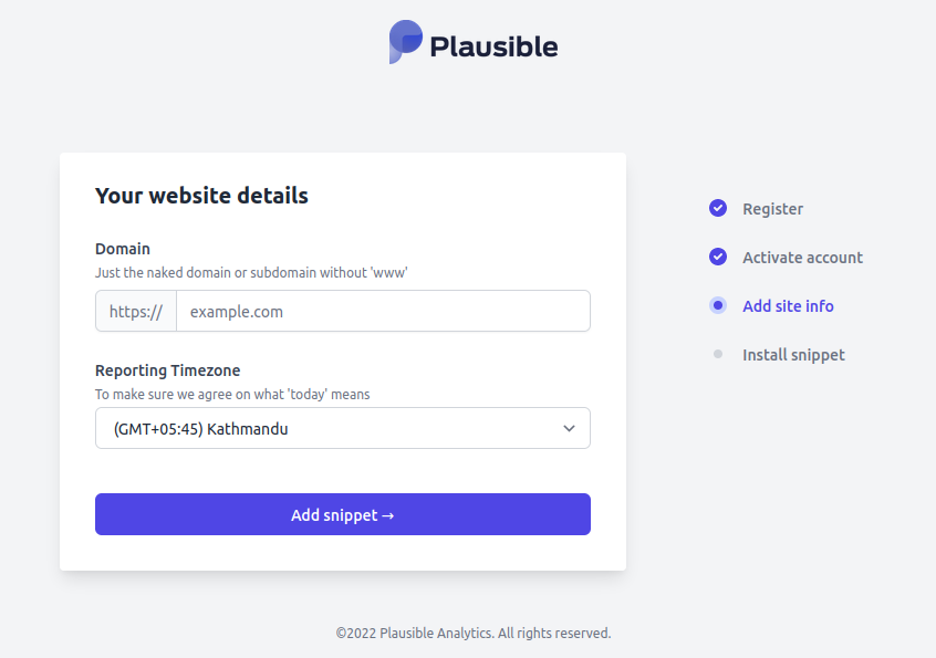 add wesite details plausible