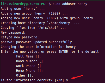 adduser command to create a new user in linux