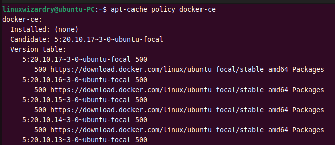 apt cache policy docker