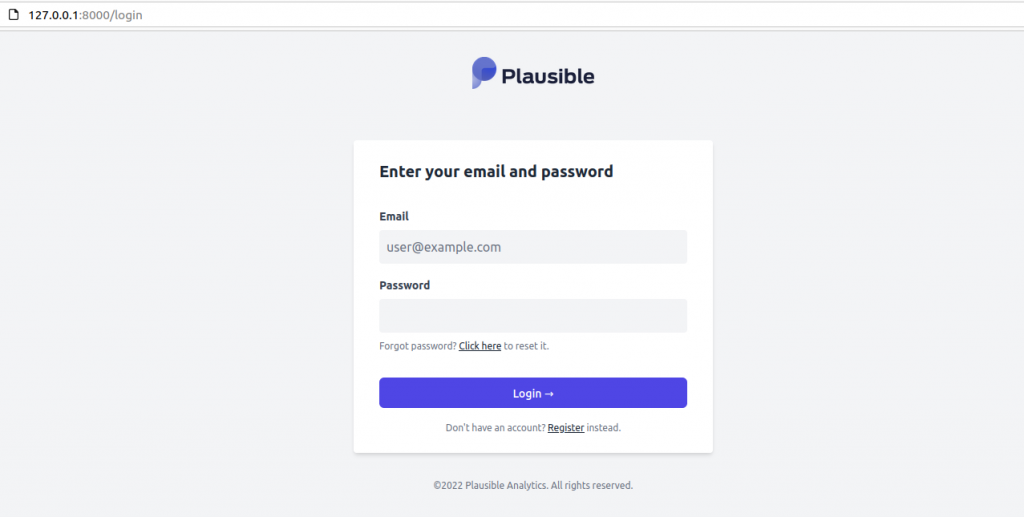 plausible login page ubuntu