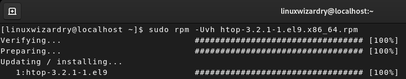 rpm command to upgrade the package