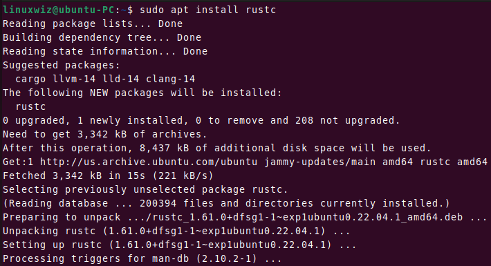 install rust on ubuntu using apt command